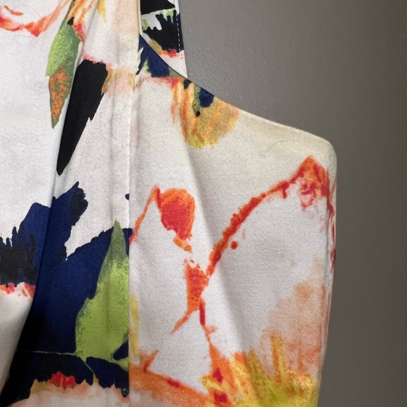 J Crew Factory Navy Floral Cotton Pleated Fit & Flare Sleeveless Dress Size 12 - Picture 6 of 9